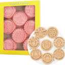 8 Pieces Round Christmas Cookie Cutter Cookie Moulds For Baking Cookie Mould Press Christmas Cookie Mould Set Kitchen Tools Plastic Cookie Stamps (Christmas B)