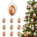 Syhood 10 Set Christmas Football Ornaments Christmas Tree Football Hanging Ornaments Sport Themed Stress Relief Balls for Xmas Tree Decoration Holiday Hanging Sport Balls Xmas Party Decor
