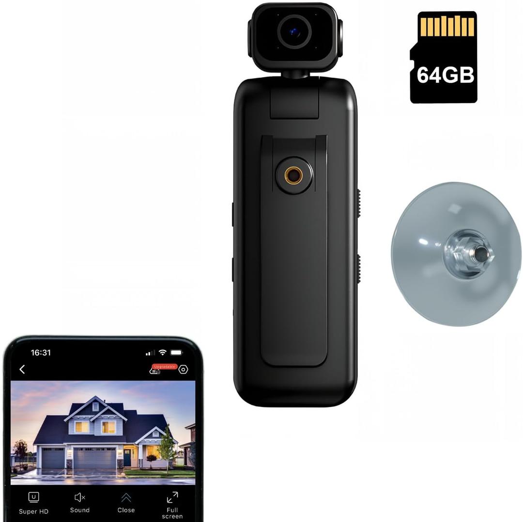 3MP 2K Window Security Camera for Home, 2.4GHz WiFi Indoor Camera with Color Night Vision, Human Motion Detection, 24/7 Recording, Includes 64GB SD Card, Suction Cup Mount