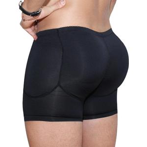 Men's Padded Shaper Shorts Hip Lift Boxer Briefs Slimming Shapewear Underwear, Detachable Pads (Medium, Black)