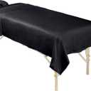 ForPro Professional Collection Premium Microfiber 3-Piece Massage Sheet Set, Black, Ultra-Light, Stain, and Wrinkle-Resistant Includes Massage Flat and Fitted Sheet and Massage Face Rest Cover