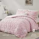 BEDAZZLED Queen Size Comforter Sets, Pink Bedding Comforter Set, 3 Pieces Pinch Pleat Bedding Sets with Comforter and Pillowcases Soft Farmhouse Shabby Chic Comforter for All Seasons