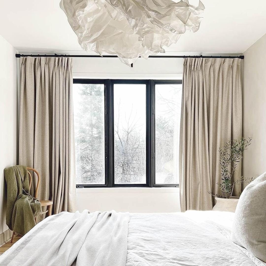 TWOPAGES Mayra Polyester Linen Custom Curtain Drapery Panel for Living Room Bedroom, 2 Panel, 52x84" 