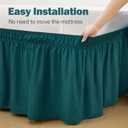 Vocander Jade Teal Queen Size Bed Skirt 18 Inch Drop, Elastic Wrap Around Dust Ruffle Bed Skirting Easy to Install, Adjustable Tailored Bedskirts Fade & Wrinkle Resistant