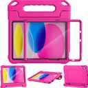 SUPLIK Kids Case for New iPad A16 11-inch 2025 (11th Gen) & iPad 10th Generation (10.9-inch 2022), Built with Screen Protector, Durable Shockproof Kidproof Handle Stand Cover, Pink