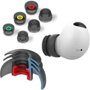 Premium Multi-Flange Eartips for Galaxy Buds2 Pro/Beats Fit Pro/Beats Studio Buds (Black/SML)  Always Fits, Never Slips