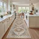 Madane Hallway Runner Rug 2'6''x12', Non Slip Vintage 12ft Runners for Hallways Washable Kitchen Rugs Soft Low Pile 2.5x12 ft Rug Runner for Laundry Room, Entryway and Bedroom, Turmeric/Grey