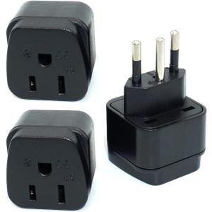 US/Canada/Japan to Brazil (Type N) Plug Adaptor, 3-Pin Type B Grounded USA Plug Convert to 3-pin Brazil Socket (3 Pieces)