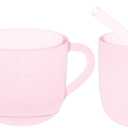 2 x 2-Pack Silicone Baby Cups, for Babies 6+ Months, Leak-Proof Open & Straw Cup Transition Set, BPA-Free Weaning Supplies 5oz (Pink)