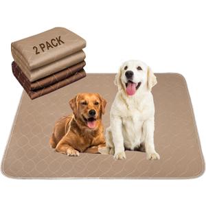 Paw Legend Washable Reusable Dog Pee Pads Super Absorbent (2 Pack) - Washable Reusable Puppy Training Pads | Quality Travel Pee Pads for Dogs | Absorbent and Odor Controlling (34"X36", Brown & Tan)