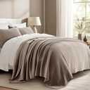 EverGrace 100% Cotton Waffle Bed Blanket King Size, Soft Premium Cotton Coverlet Set with 2 Matching Shams, Lightweight All Season Bedding Set, Oversized Bedspread 108x96, Truffle Taupe Brown, King/Cal King