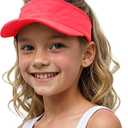 Jastore Kids Girls Boys Packable Hat Sun Visor Hats Cotton Sports Summer Golf Visor Hat (One Size, Peach Pink)
