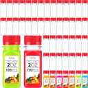 Roshtia 100 Pcs 2oz Small Clear Plastic Juice Bottles with Lid for Liquids Reusable Ginger Shots Bottle Vial Beverage Container Leak Proof Mini Jars for Juice, Milk, Water(Red)