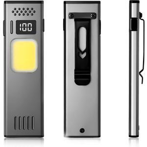 Ultra Slim Magnetic Flashlight - 0.3in 1.4oz Pocket EDC Task Light with Dual Light Source, 650LM, USB-C Rechargeable, Digital Display, Red Light Mode, Magnetic Base & Clip Task Light