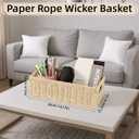 2 Pack Paper Rope Wicker Baskets with Handles, Storage Wicke Baskets for Shelves Organizing, Natural Color Toilet Basket Tank Topper, Small Woven Baskets for Storage, 14.17x6.1x4.72in