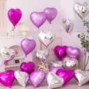 KALOR Purple Pink and Silver Heart Balloons, 12Pcs 18 Inch Heart Shaped Foil Balloons for Valentines Day, Wedding, Bridal Shower and Birthday Party Decorations