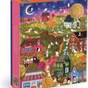 Galison Spooky Village  1000 Piece Foil Joy Laforme Jigsaw Puzzle Featuring Spooky Artwork of Ghostly Village During Halloween