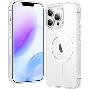 FNTCASE for iPhone 12 Pro-Max Case: Clear Magnetic Phone Cases Compatible with Magsafe Slim Anti Yellowing Military Grade Drop Protection Rugged Protective Transparent Cell Phone Cover (A-Clear)