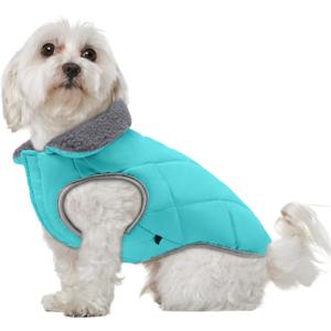 EMUST Reversible Waterproof Dog Puffer Vest - Warm Fleece Coat with Laser Fabric Splicing, Snow Jacket for Small Puppies & Pets, Grey, M