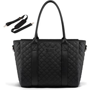 LOVEVOOK Teacher Tote Bag for Women, Quilted Work Tote Nurse Laptop Bag, Large Computer Shoulder Bags with Zipper for Travel