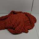 Chunky Knit Throw Blanket, 50''*60'' Fall Throw Blanket Knitted Chenille Yarn for Bed Couch, Handmade Orange Crochet Big Thick Blanket, Machine Washable Cute Comfy Blankets for Home Decor