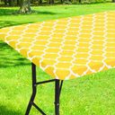 Smiry Rectangle Picnic Table Cover, Waterproof Elastic Fitted Camping Tablecloths for 4 Foot Tables, Wipeable Flannel Backed Vinyl Tablecloth Protector for Indoor, Outdoor (Yellow, 30x48 Inches)