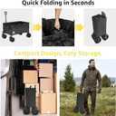 Collapsible Wagon Cart with Wheels Foldable - Folding Utility Heavy Duty Wagons Carts for Grocery Sports Garden Shopping Camping Wheelbarrows (Black200L)