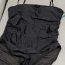 CUPSHE Women's One Piece Swimsuit Square Neck Cutout Back Tummy Control Adjustable Straps Striped Swimwear, M Black.XL