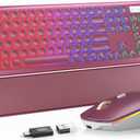 Wireless Keyboard and Mouse Combo, RGB Backlit, Rechargeable & Light Up Letters, Full-Size, Soft Typing, Sleep Mode, 2.4GHz Quiet Keyboard Set for Mac, Windows, Laptop, PC, Trueque KM42Pro | Light Up Letters, Full-Size, Soft Typing, Sleep Mode, 2.4GHz Quiet Keyboard Set for Mac, Windows, Laptop, PC, Trueque KM42Pro