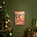 SOFFEE DESIGN 12x16 Christmas LED Canvas Print Wall Decor, Golden Retriever Fireplace Stockings, 4 LEDs Fiber Optic Lights, Pet Lover Gift for Family Room