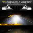 7 Inch Led Headlight Round H6024 Led Headlight DOT Approved Hi/Lo Beam DRL Black Headlights Compatible With Jeep Wrangler JK JKU TJ LJ CJ Compatible With Chevy,Ford and Mazda Miata etc