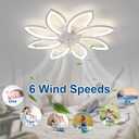 35" Geometric Ceiling Fan with Light Remote Control, 6 Speeds 3 Colors, White Low Profile Flush Mount Ceiling Fan for Kitchen Bedroom Living Room