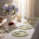 LIYH 100 Pcs Light Green Gold Plastic Dessert Plates with 100 Pcs Gold Dessert Plates, Disposable Sage Green Salad Plates, Includes: 100 Appetizer Plate 7.5" & 100 Golden Cake Forks 5"