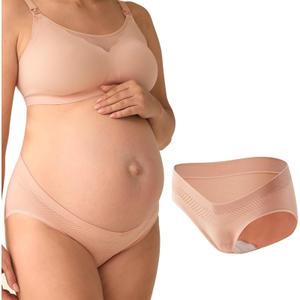 Momcozy Maternity Underwear Seamless, Pregnancy Postpartum Panties Under Bump Maternity Underwear Cotton (Medium, oyster Pink)