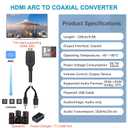 192KHz HDMI eARC/ARC to Coaxial Audio Converter for TV to Sound System, Plug & Play ARC to Coaxial Cable Audio Extractor Adapter for Speaker Home Theater Support Dolby/DTS 5.1, 4.9ft/1.5m Long