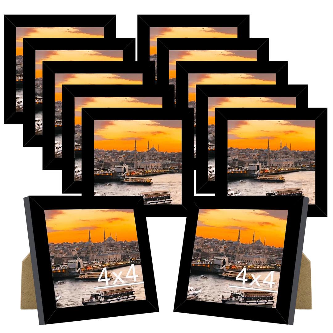 JCJMY 12 Packs 5x7 Picture Frames Bulk, Display 4x6 with Mat or 5x7 Without Mat, Black Gallery Frame Set, 5 by 7 Frames Bulk Set of 12, Collage Wall Decor Photo Frame Set for Wall and Tabletop, Black