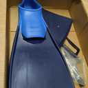Sporti Essential Floating Swim Fins - NavyBlue - M 9-10 / W 10-11 | Long-Blade Kick Aid, 100% Rubber, Lap Sets and Snorkeling, Slip-on Foot Pocket, Fresh/saltwater Buoyancy, Unisex-Adult Fins