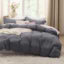 Bedsure Dark Grey Duvet Cover King Size - 3 Pieces Prewashed Cotton-Like Extra Soft Bedding Set, Includes 1 Duvet Cover 104x90 Inches with Zipper Closure & 2 Pillow Shams, Comforter Not Included