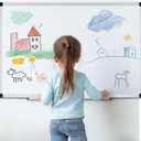 OLIXIS Magnetic White Board, Dry Erase Board for Wall 36" x 24", Whiteboard with 1 Dry Eraser & 2 Multicolor Markers & 4 Magnetic Pins, Aluminium Frame for Home, School, Office, White
