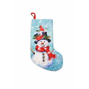 Merry Christmas Snow man and Birds Christmas Stockings 18 Inch Large Christmas Hanging Stocking Plush Xmas Stocking Fireplace Hanging Stockings Gift Bag for Family Holiday Christmas Decoration
