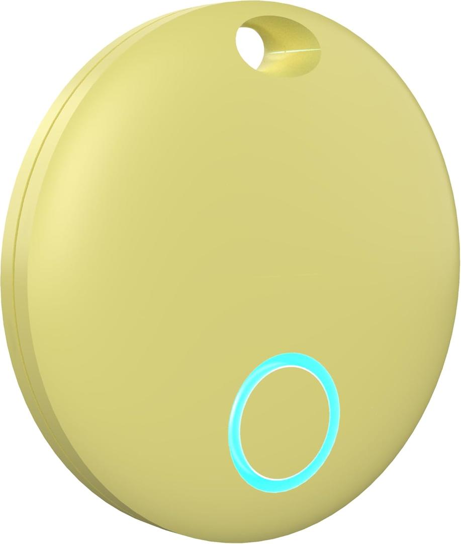 Smart Tracker Tags, Bluetooth Luggage Tracker with Keychain, Compatible with iOS Find My app, Item Locator for Key, Wallet, Suitcase, Bags, IP67 Waterproof, Battery Include (1-Pack, Yellow)