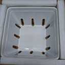 Gomakren Fruit Basket for Kitchen, Fruit Bowl with Holes, Ceramic Berry Basket Set of 2, 5.7 Inch Square Berry Containers Colander - Farmhouse Kitchen Decor, White