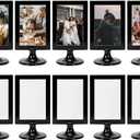 Double Sided Standing Picture Frames, 4x6 Inch 2 Sided Pedestal Photo Frame with Inserts and Base, Plastic Vertical Photo Frame For Display (Black, 10 Pack)