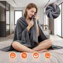 Cordless Heated Blanket, Machine Washable with Laundry Bag, 20000mAh Battery Powered Heating Throw with Power Bank, 3 Heating Levels, 59"x31.5" Portable Electric Blanket (Grey)