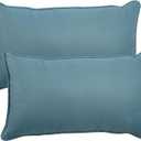 Pack of 2 Patio Lumbar Pillows, 12"x20" Fade Resistant Outdoor Waterproof Lumbar Pillow with Inners, Decorative Garden Lumbar Cushions for Home Patio Terrace Sofa Use (Lake Blue)