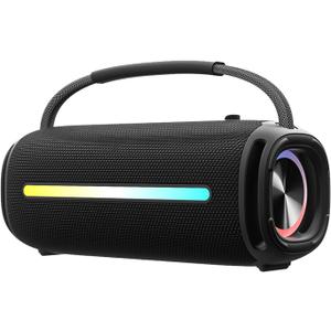 Portable Bluetooth Speaker with 20W Deep Bass, Waterproof Wireless Outdoor Speaker with Colorful LED Lights, TWS Pairing, Loud Speaker for Party, Beach, Travel & Home (Black)