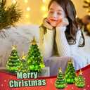 Set of 3 Lighted Resin Christmas Tree Figurine, 11''/7.4''/4.4'' Large Christmas Tree Tabletop Decorations with Multi-Color Lights Battery Operated Xmas Decor for Tables Mantel Holiday