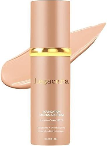 Official Legacera Foundation for Mature Skin, 4-in-1 Foundation - Longwear Match, Hydrating Full Coverage, Long-Lasting & Waterproof, for all Skin Types, Medium Spectrum