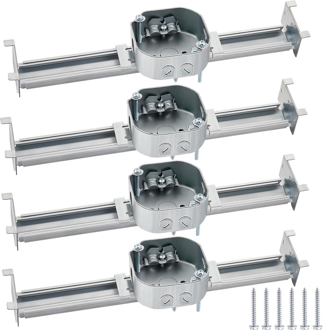 Tandefio 4 Pcs Adjustable Ceiling Fan Bracket Ceiling Mounting Bracket Electrical Box for Fans and Light Fixtures, 14.7 Inches in Length