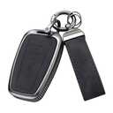 YO&YOYE Compatible with Toyota Key Fob Cover with Keychain Leather Key Case Protector for 2018-2022 Camry RAV4 Highlander C-HR Prius Corolla Avalon GT86 Smart Key (Model1, Black)